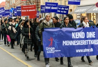 Some 200 students took part in the seventh annual Youth for Human Rights Walk to raise awareness of human rights and unite youth to fight bullying in Copenhagen schools.