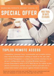 TSplus remote desktop solution for free for one month 