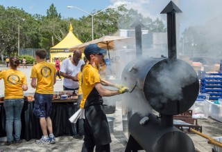 Scientology Volunteer Ministers, serving barbecue at the Greenwood Martin Luther King Jr. Community Center in Clearwater after Hurricane Irma