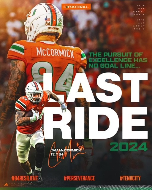 Cam McCormick to Return to the University of Miami for Historic Ninth College Football Season