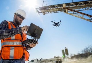3D Robotics' aerial data system in action at a construction site
