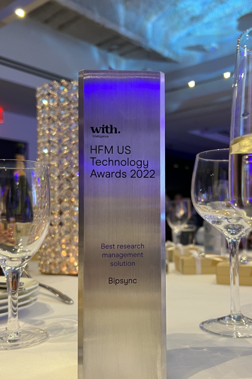 Bipsync is the 'Best Research Management Solution' According to With Intelligence HFM US Technology Awards 2022