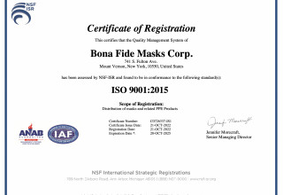 Bona Fide Masks ISO 9001 Certification