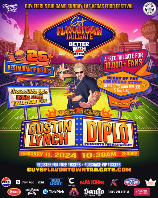Guy Fieri is Bringing the World’s Best Tailgate Back to Big Game Sunday: Introducing Guy’s Flavortown Tailgate is Better with Pepsi — Las Vegas Big Game Sunday | Feb. 11, 2024