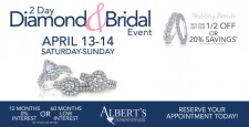 Albert's Diamond Jewelers Hosts 2 Day Diamond & Bridal Event with Special Offers on Wedding Bands and Diamond Trade-Ins