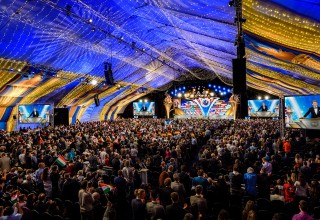 Scientologists and guests from around the world convene under the Grand Marquee on Friday, October 11. 