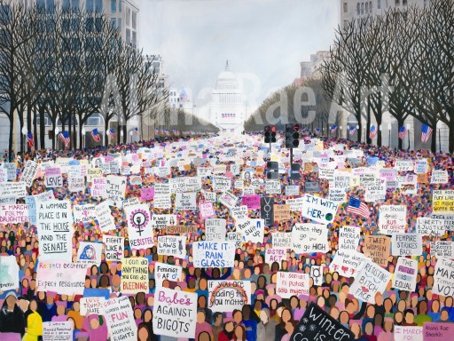 Deeply Inspired by the Women's March in D.C., Artist Alana Rae Shatkin Captured the Voices and Spirit of Those in Attendance by Creating a Beautiful Painting