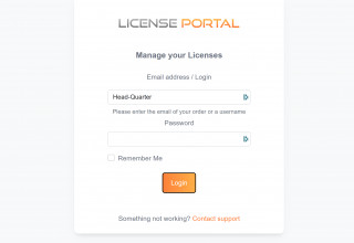 TSplus License Portal Login Page