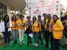 Youth for Human Rights volunteers at the "Save the Girl Child" Campaign sponsored by the city of Uttarakhand in Northern India and the Federation of Indian Chambers of Commerce and Industry (FICCI) Ladies Organisation