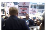 Protesters confronted psychiatrists with their crimes at the World Psychiatric Association International Congress November 19, 2016, at Cape Town International Convention Center. The protest rally was organized by Citizens Commission on Human Rights