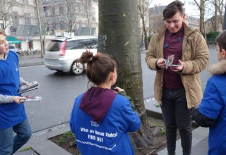 Youth for Human Rights volunteers, spreading awareness of the Universal Declaration of Human Rights in Paris 