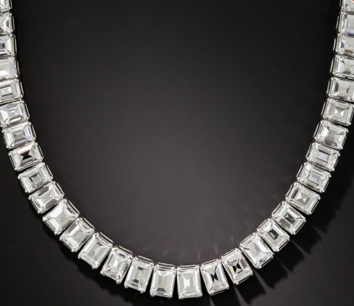 Lang Antique & Estate Jewelry Features Exceptional 44 Carat, Carré-Cut Diamond Riviere Necklace