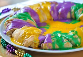 Mardi Gras easy homemade king cake with crescent rolls