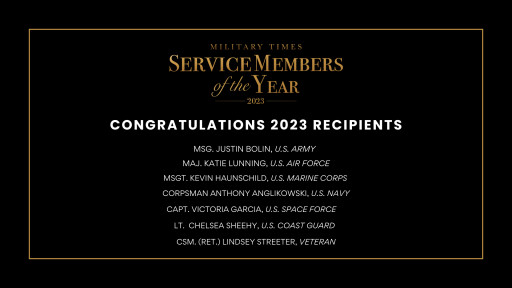Military Times and the Military Times Foundation  Announce 2023 'Service Member of the Year' Recipients