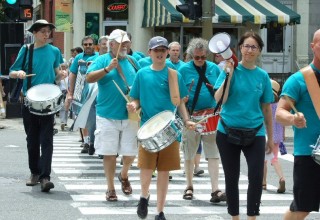 Volunteers from the Church of Scientology Montreal and Church of Scientology Quebec raise awareness on the danger of drugs with a march through the center of Montreal.