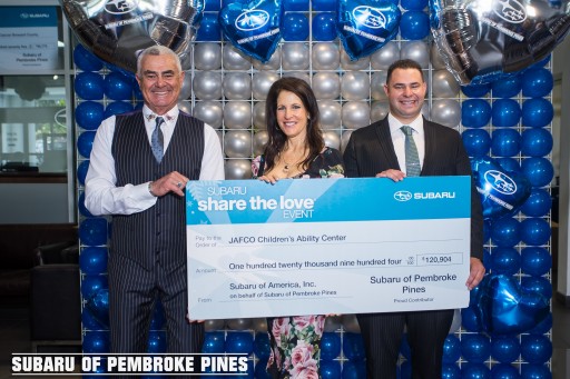 Subaru of Pembroke Pines and Craig and Martine Zinn Host Annual Share the Love Event Donating $120,904 to the JAFCO Children's Ability Center