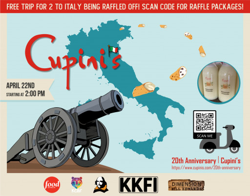 Cupini's Celebrates 20th Anniversary by Giving Away a Trip to Italy and Debuting Cannoli Cannon