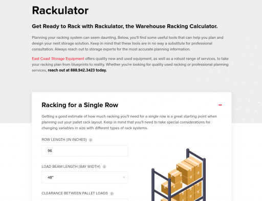 East Coast Storage Equipment Introduces Rackulator: The Warehouse Racking Calculator