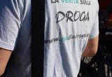 Volunteer wears a T-shirt encouraging youth to say no to drugs