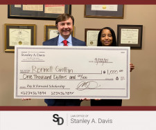 Nashville auto accident lawyer Stanley A. Davis and scholarship winner Ronnell Griffin