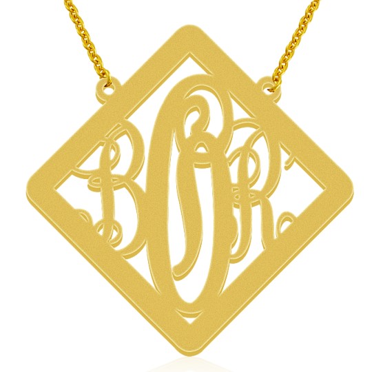 Trendy Cupid Metallic Shine Monogram Necklace