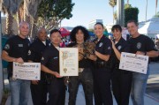 Gary Levin with his beloved dog, Toven (center), surrounded by Officers, Senior Lead Officers and Community Relations for LAPD Northeast Division.