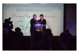 The group's president, Dr. Bernard Fialkoff, presenting one of the Drug-Free Hero awards