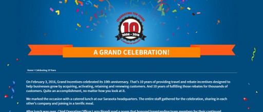 Grand Incentives Celebrates Its 10th Anniversary