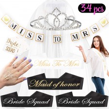 34-piece Bride Squad Bridal Shower Decorations