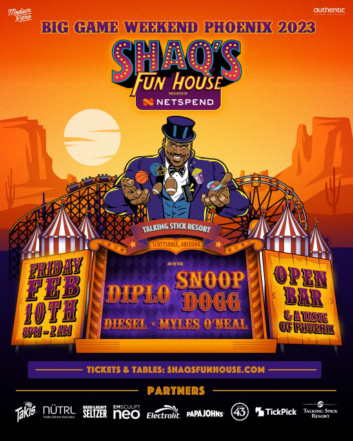 Shaquille O'Neal Heads to Phoenix for Big Game Weekend With Shaq's Fun House presented by Netspend at Talking Stick Resort Friday, Feb. 10, 2023