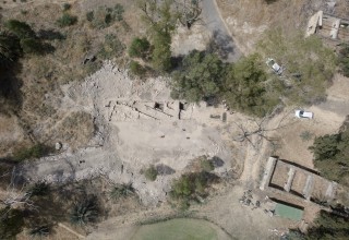Aerial excavation view at El Araj