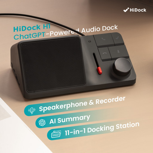 HiDock Announces the Launch of HiDock H1: ChatGPT-Powered Audio Dock With AI Summary