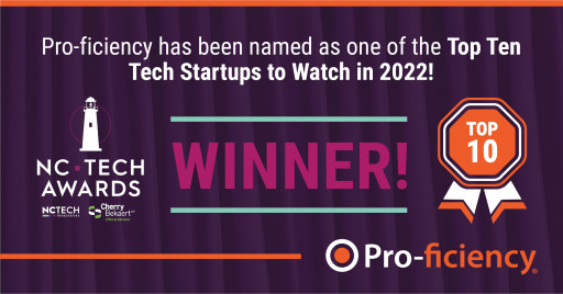 Pro-ficiency has been selected as a ‘Top Ten Tech Startup to Watch in 2022’ by the NC Tech Awards