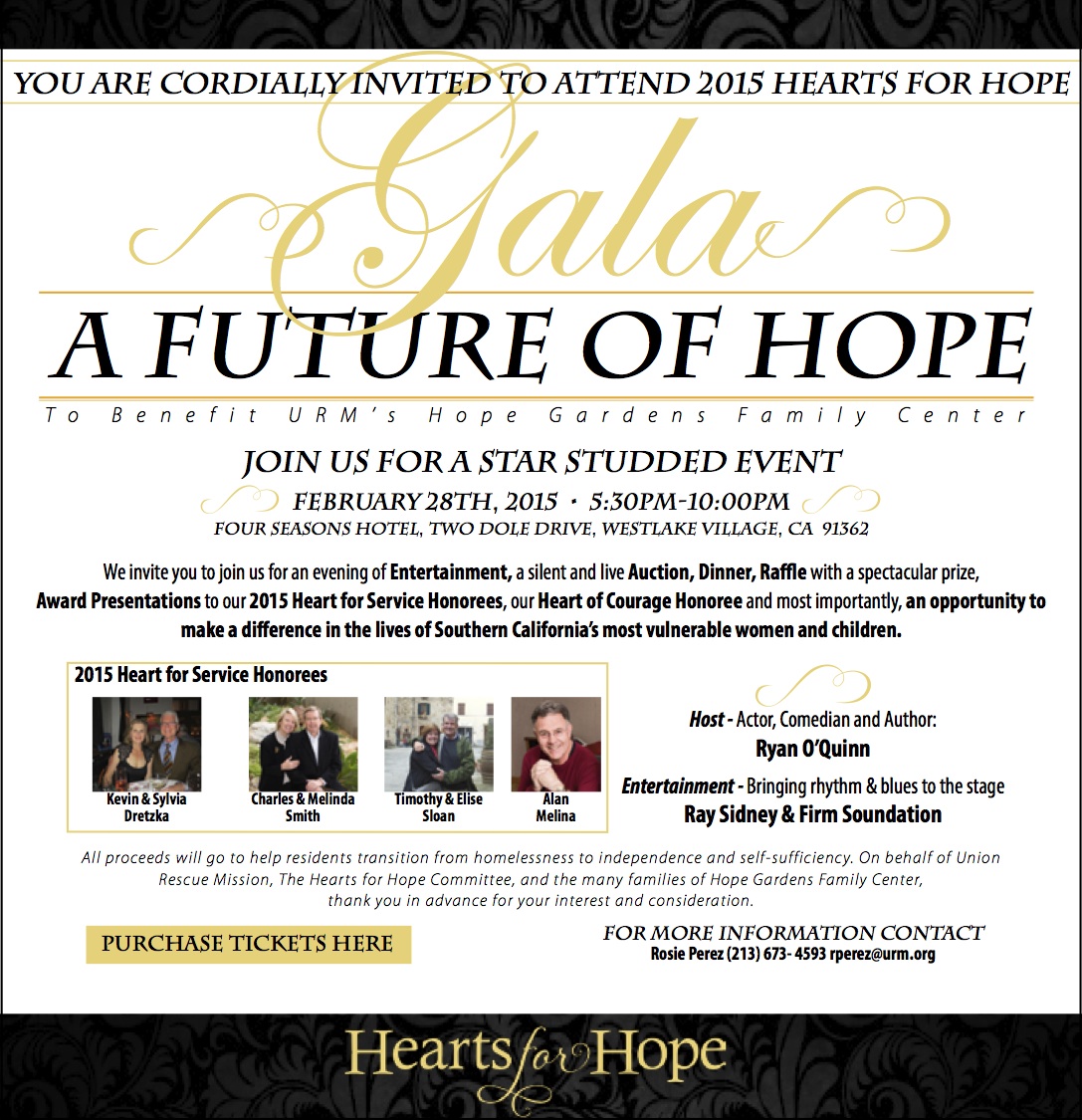 Union Rescue Mission Announces the Hearts for Hope Gala's Special Guest