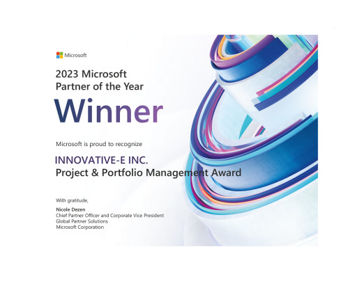 Innovative-e Recognized as 2023 Microsoft Partner of the Year for Project & Portfolio Management