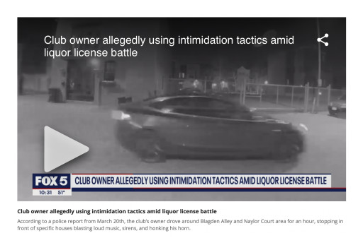 Blagden Alley Naylor Court Association Responds to Fox5 Report on Alleged Incidents Involving Reported Stalking, Intimidation, and Assault by Owner of Eighteenth Street Lounge
