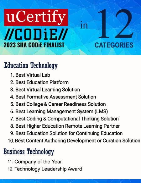 uCertify Named as 12x Finalist in SIIA EdTech CODiE Awards 2023