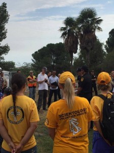 Scientology Volunteer Ministers at the La Tuna fire command post.