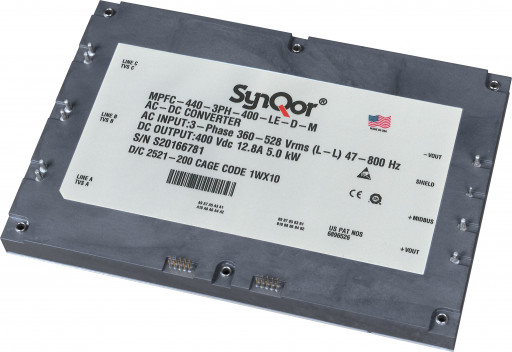 SynQor® Releases a Military Grade Non-Isolated 3-Phase Power Factor Correction Module (MPFC-440-3PH-400-LE)