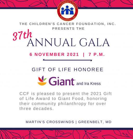 The Children's Cancer Foundation, Inc. Announces the 2021 CCF Gift of Life Honoree