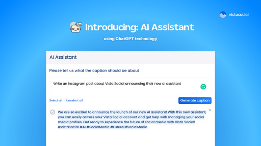Vista Social AI Assistant using ChatGPT Technology