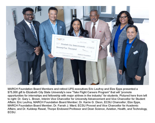 The MARCH Foundation Announces $75,000 Gift to Elizabeth City State University's Pilot Training Program
