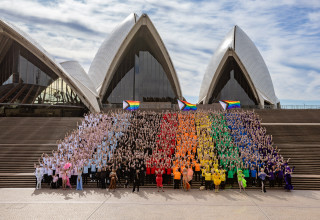 Sydney WorldPride - Human Progress Pride Flag - Sydney Opera House