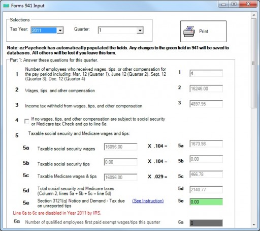 ezPaycheck Payroll Software Make It Easy To Print Tax Form W-2, W-3, 940 & 941
