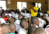 Scientology Volunteer Ministers Goodwill Tour volunteer providing training in a school in Kumasi, Ghana